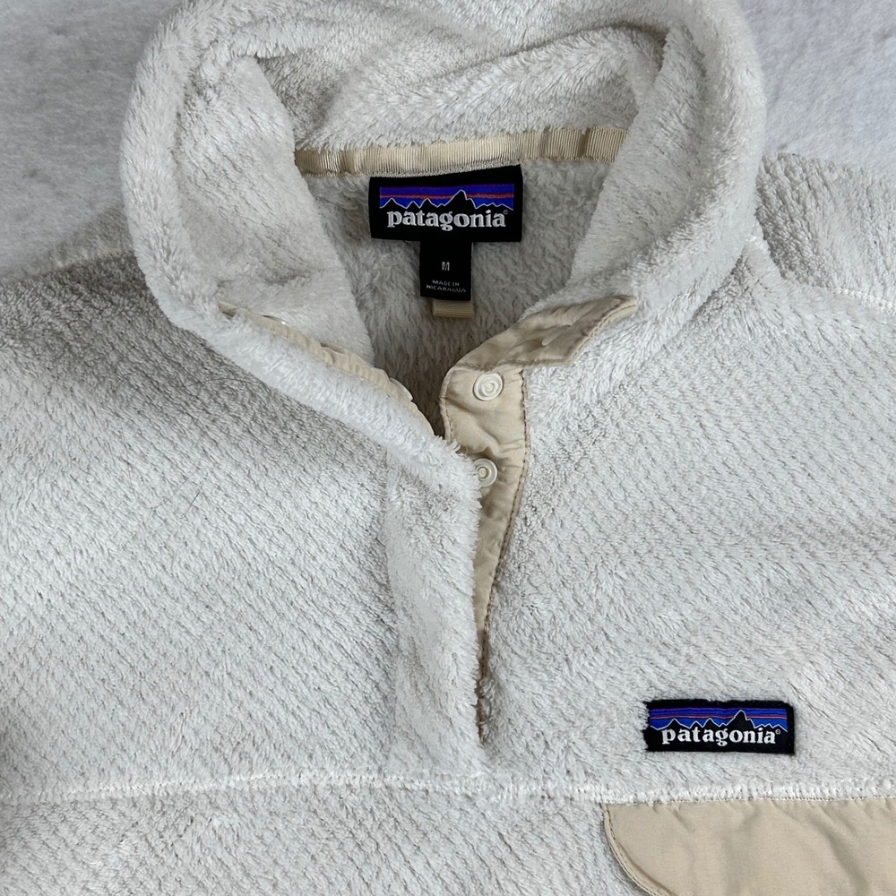 Patagonia Re-Tool Snap-T Fleece Pullover Cream Off White Polartec Women M 25442